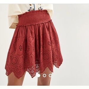 Love The Label Anthropologie Smocked Eyelet Skirt S